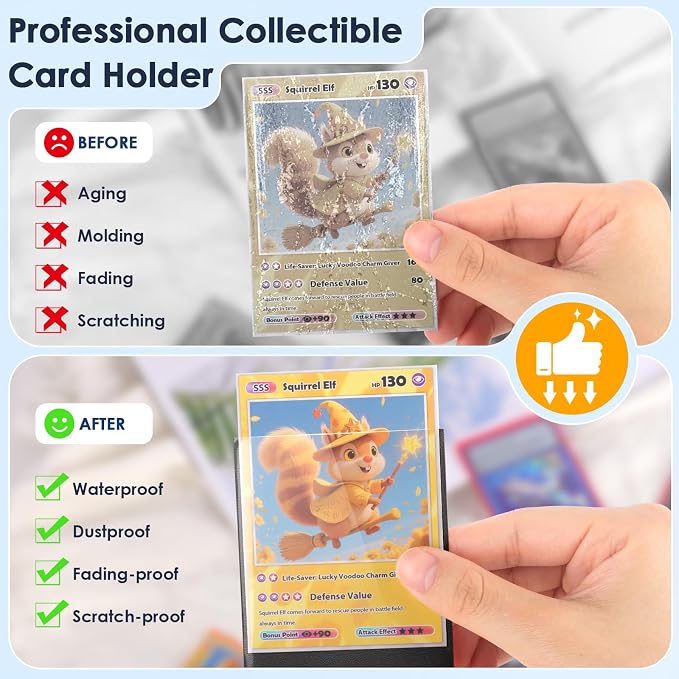 500 Pcs Black Card Sleeves Toploaders for Trading Card, Matte Card Sleeves Deck Card Protectors Compatible with Baseball Cards, Sports Cards, Game Card