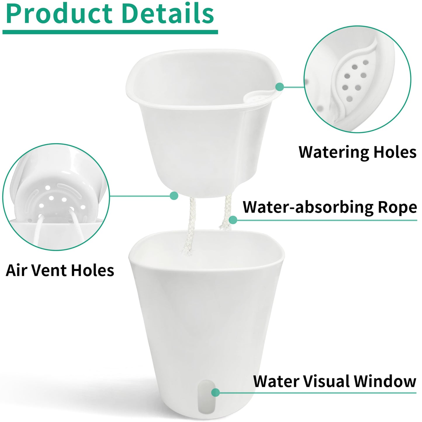 TCBWFY 4 Inch Self Watering Pots for Indoor Plants,8 Sets Self Watering Planter Pots with Visual Water Level Window and Multiple Vents,Self Watering Plant Pot for All House Plants,Flowers,Herbs