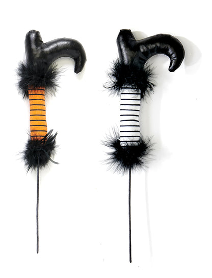 Worth Imports 7" Halloween Witch Leg on a 5.5" Floral Pick, Set of 6