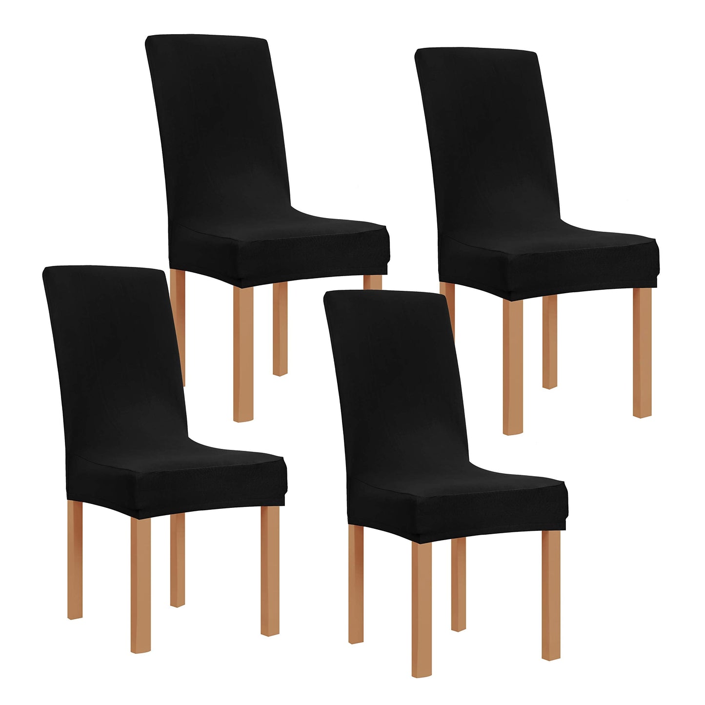 Obstal Black Stretch Spandex Dining Room Chair Covers ?Set of 4 Universal Removable Washable Chair Seat Slipcovers Protector for Kitchen, Ceremony, Wedding, Banquet, Hotel and Party