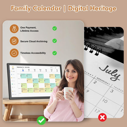 27-inch Wall Planner Digital Calendar-Chore-Chart - Full HD Interactive Touchscreen, Electronic Calendar, Task Rewards System, No Subscription, Sync Online Cal Via App, Wall Mountable, Gift for Dad