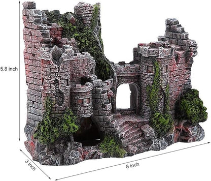 Large Fish Tank Decorations Castle Aquarium Decorations Large Resin Coral Castle Ornaments Fish House Breed Tank Decor for Marine Betta Fish Tank Landscape