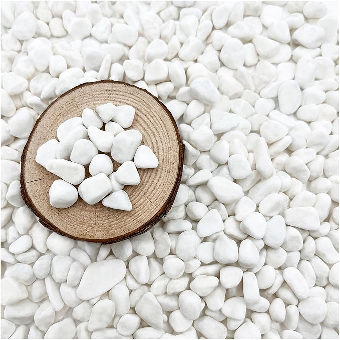 BXI 2.2 Lbs Small Aquarium Substrate Gravel Sand, Polished Smooth Fish Tank Gravel, Colorfast Uncoated White Natural Pebbles, Decorative Stones for Vase Fillers, Fairy Garden, Potted Plants