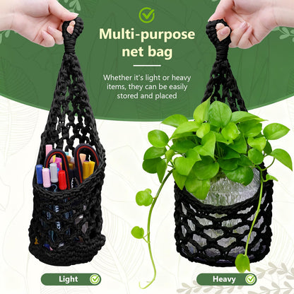 HOREAKHJ Macrame Wall Plant Hanger, Hanging Planter Basket Holder, Wall Planters for Indoor Plants, for Up to 6 Inch Pot (Black, 6-Inch)