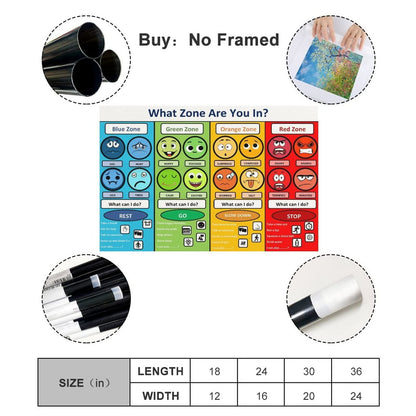 MYLU Emotional Management Zones Of Regulation Educational Poster 3 Canvas Poster Bedroom Decor Sports Landscape Office Room Decor Gift Unframe-style 16x24inch(40x60cm)