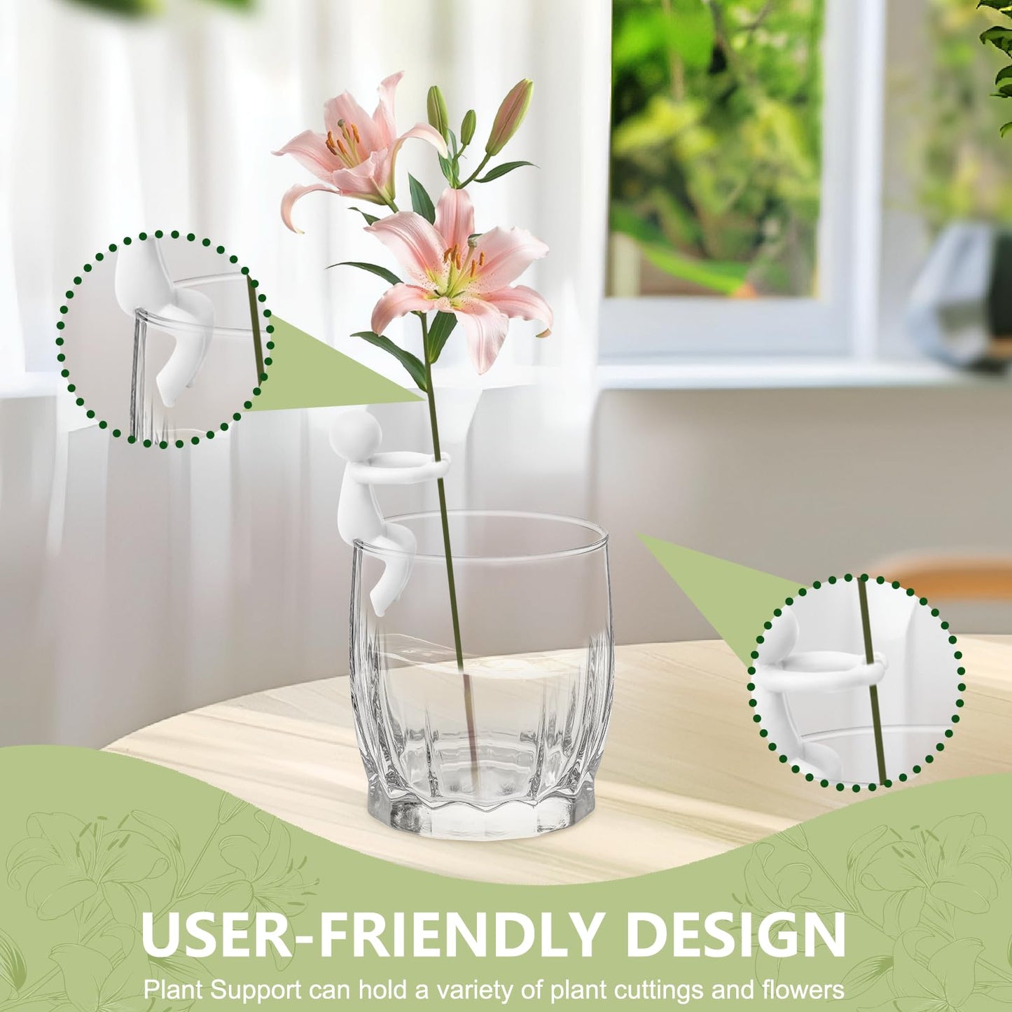 Plant Propagation Buddy, Plant Cutting Holders People, Plant Nurturing Decorative Plant Supports, Propagation Friends for Indoor Gardens or for Sprouts, Stems, Shoots and Cuttings(3PCS-White)