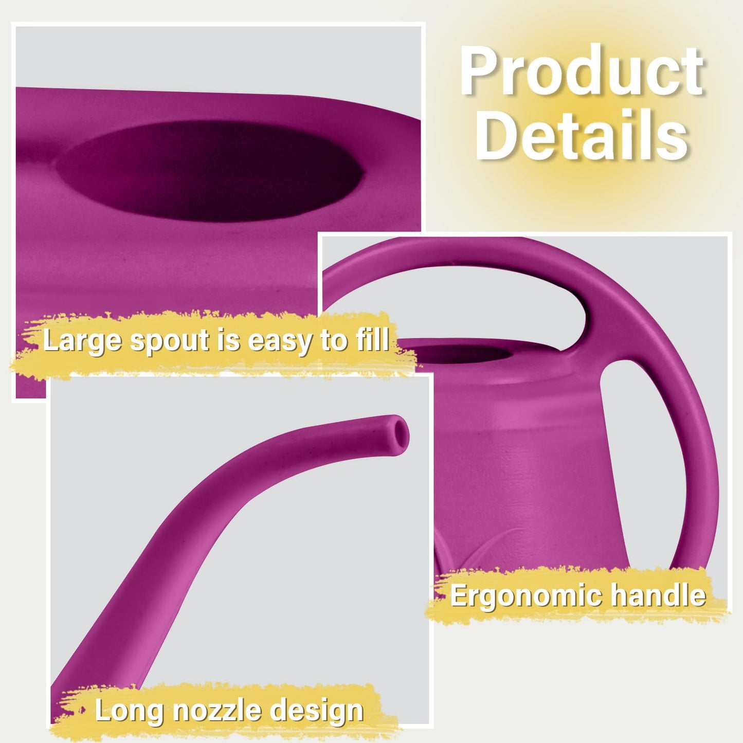 ZXJ Plant Watering Can - for Indoor and Outdoor Home Garden Plants - with Long Spout - Rose Red - 1/2 Gallon
