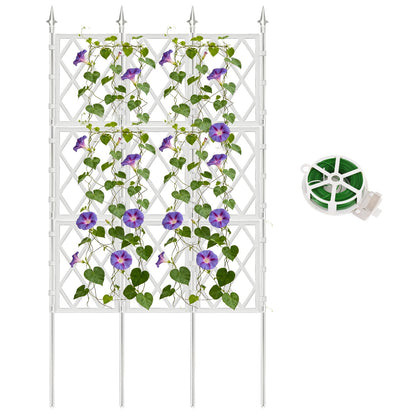 DEVISEFUN 5.25FT Garden Trellis for Climbing Plants Outdoor, White Iron Pipe Support Fence, Metal Wall Trellis Climbing Frame, Trellis for Potted Plants Indoor for Ivy Vines Vegetable Flower
