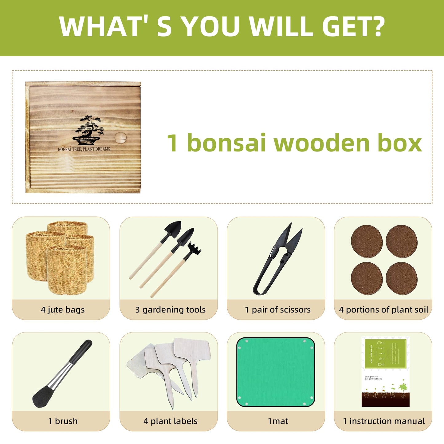 Bonsai Tree Growing Kit - All-in-One plant repotting mat Gardening Tools & User Manual, Unique Gift for Plant Lovers (Seeds Not Included)Gardening Gifts for Women Men Mom Father Birthday Thanksgiving