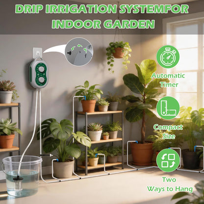 Automatic Drip Irrigation System for Garden with USB & Timer, 50FT Plant Watering Devices for 15 Pots, IP65 Waterproof 2200mAh Watering System for Indoor Outdoor Lawn Farm Greenhouse Balcony Patio