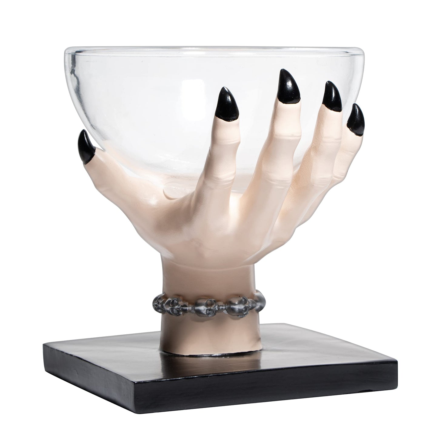 GUTE Witch Hand Candy Bowl Stand – 5" Resin Snack Dish for Treating, Candy Holder Basket Nuts, Jewelry, Snacks, Gothic Party Decoration, Office Centerpiece Countertop Display