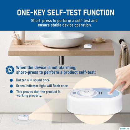 LSENTLY Water Leak Detector Supports 5 Years Standby Time, LED Indicator & 100dB Leak Alarm & Low Battery Reminder Water Alarm, IP66 Waterproof for Home, 3 Pack (Cannot Connect Wi-Fi)