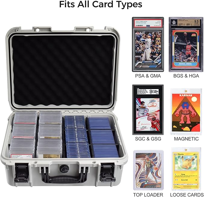 Turokacase Graded Card Case Storage Box, XL Baseball Trading Card Box with 8 Adjustable Dividers, Waterproof Slab Case for PSA BGS SGC CGC CSG Slabs, Toploaders & Magnetic Holders