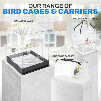 PENNZONI Macaw Acrylic Carrier, Large Bird Carrier, Crystal Clear Acrylic Bird Carrier, Bird Travel Carrier, Acrylic Bird Transporters