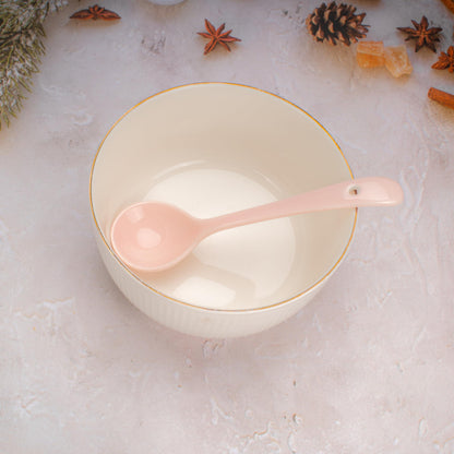 Ceramic Spoons Set of 8, Ceramic Chinese Soup Spoon, Asian Soup Spoons, White/Blue/Yellow/Pink Japanese Spoon Large for Ramen Pho Wonton Dumpling Miso, Deep Oval Hook Design (8, 4-Color)