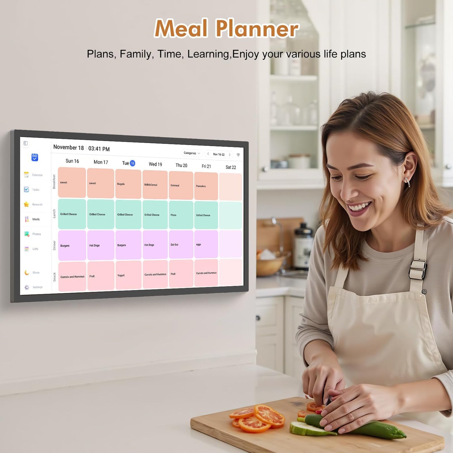 27-inch Wall Planner Digital Calendar-Chore-Chart - Full HD Interactive Touchscreen, Electronic Calendar, Task Rewards System, No Subscription, Sync Online Cal Via App, Wall Mountable, Gift for Dad