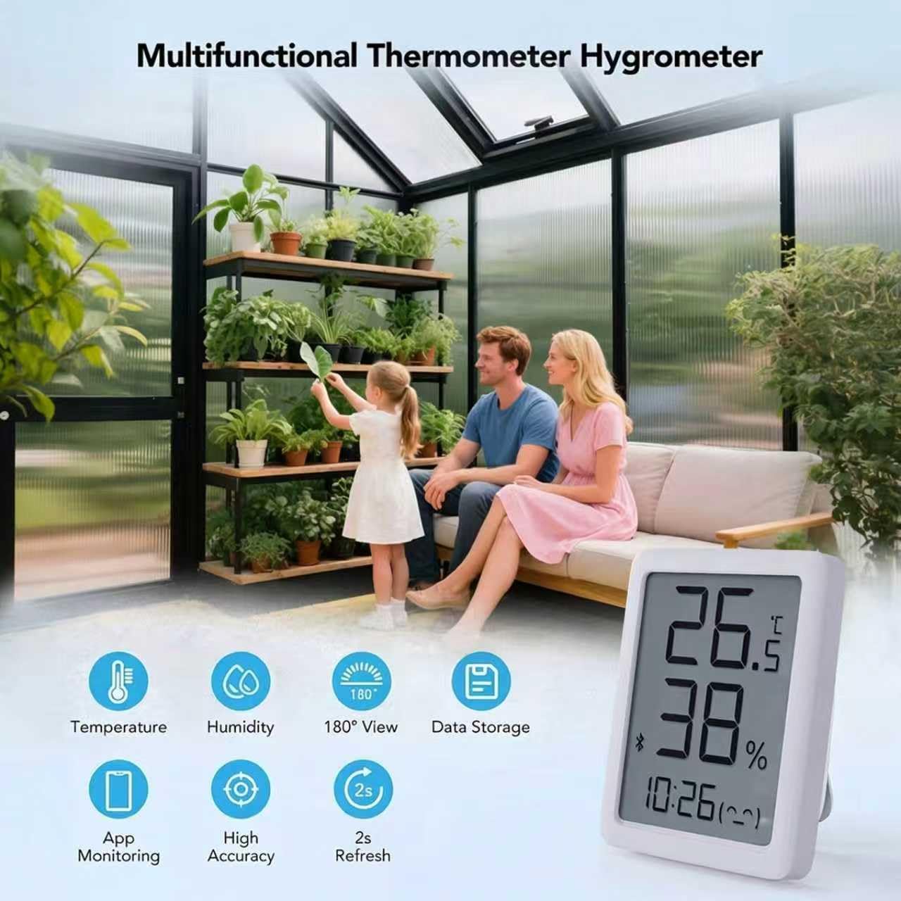 6x4FT Greenhouse with Hygrometer, Heavy Duty Aluminum Frame Polycarbonate Green House with Vent Window, Waterproof Windproof Warm Plant Greenhouses for Backyard Garden Vegetables Flowers Herbs Growing