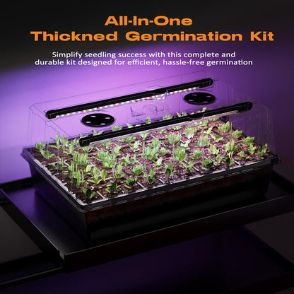 Patigrow 120-Cell Self-Watering Seed Starter Tray with Grow Light, Seed Starter Kit with 4.07” Humidity Dome, Indoor Seedling Starter Tray, Seed Starting Trays for Plant Germination, Seeds Growing
