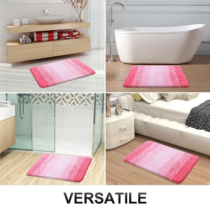OLANLY Bathroom Runner Rugs Mat 44x24, Extra Soft Absorbent Microfiber Bath Rugs, Rubber Backing, Quick Dry, Washable Long Bath Mats for Bathroom Floor, Tub and Shower, Home Decor Accessories, Pink