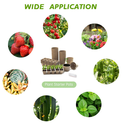 YEIHHEIY 200 pcs Seed Starter Pots Kits Include 50pcs 4 Inch Peat Pots with Drainage Holes 100 Cells 2 Inch Seedling Starter Trays and 50 Pcs Plant Labels Outdoor Garden Germination Nursery Pots