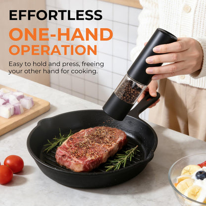Electric Salt and Pepper Grinder Set, Rechargeable Automatic Grinders with Charging Base, Adjustable Coarseness, One-Hand Operation, Refillable Ceramic Spice Mills for Salt, Pepper and Dry Seasonings