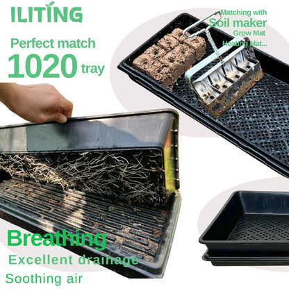 ILITING 1020 Mesh Tray Soil Blocking Tray 1020 Trays Seedling Starter Trays 10 Pack Black 10x21 Inches for Microgreens Hydroponic
