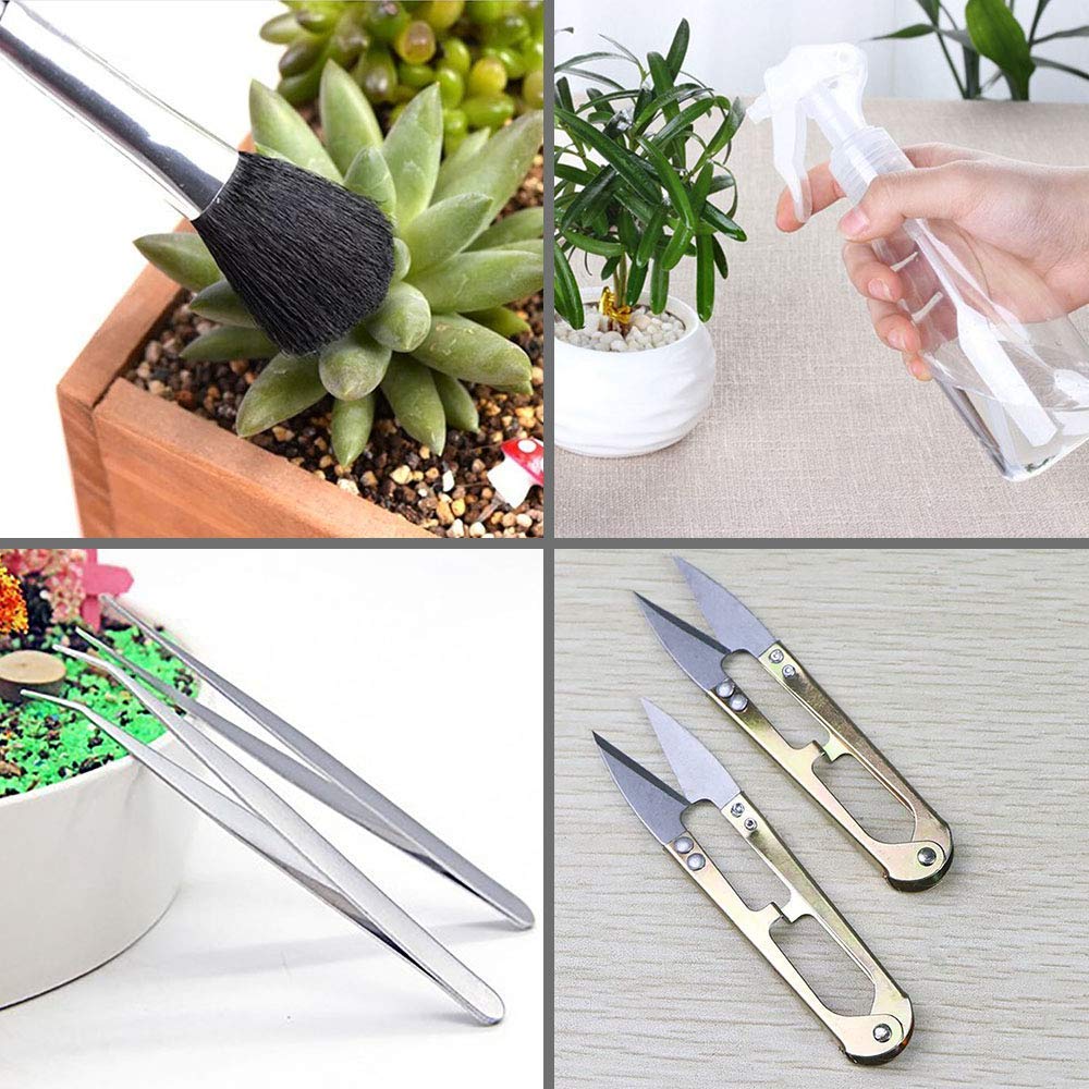 SONGZIMING 15 Pcs Succulent Plant Tools Set, Mini Garden Planting Watering Tool Kit for Succulent Miniature Gardening Plant Care