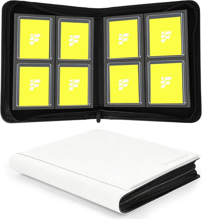 Top Loader Binder, Holds 112 Cards in 3"x4" Toploaders, Trading Card Binder 4 Pocket for TCG, MTG, YGO, Game Cards, Sports Cards(White)