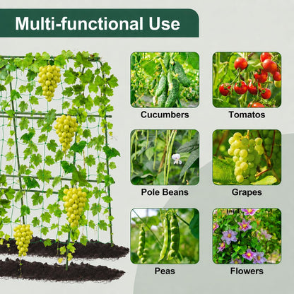 FOLLOOK Cucumber Trellis for Raised Garden Bed, Rustproof Metal Garden Arch Trellis for Climbing Plants Support Outdoor Fruit Grape Vine Vegetable Tomato Pole Bean Snap Pea Trellis, 48x48inch, Green