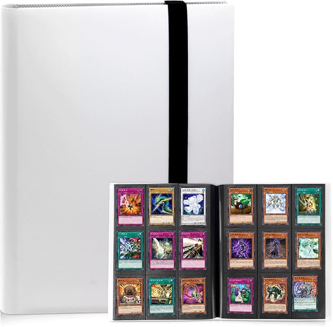 Trading Card Binder 9 Pocket, 360 Card Waterproof Folder with Side Loading Sleeves, Sturdy Card Collection Album for MTG, TCG, Game Cards & Sports Cards (1, White)