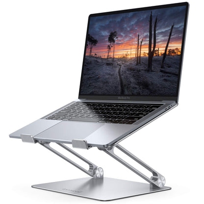 Lamicall Adjustable Laptop Stand, Portable Laptop Riser, Aluminum Laptop Stand for Desk Foldable, Ergonomic Computer Notebook Holder for MacBook Air Pro HP, Office Desk Accessories (10-17.3'')- Silver