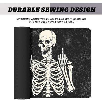 Funny Skeleton Mouse Pad Gothic Sarcastic Skull Halloween Extended Mousepad Waterproof Stitched Edges Rubber Base Non-Slip Deskmap Computer Keyboard Mat 31.5x11.8 Inch