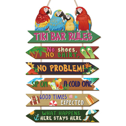 HOURIA Tiki Bar Decor, Wooden Summer Beach Tiki Bar Sign for Outside Patio Home Pub Pool Backyard,Funny Hawaiian Luau Tropical Party Decorations,11.4“X18.5”