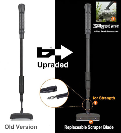 Carefree Fish 6IN1+1 (2026 New Upgrade Edition) Aquarium Cleaning Tools Long Handle Adjustable Length 20~36Inches Fish Tank Cleaner Kit Algae Scraper Scrubber Brushes Set