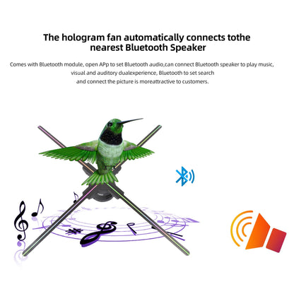 3Dhologramfan, Holographic Fan Projector Screwless Led Lights HD with App and WiFi, Remote Control for Bar, Shop, Halloween, Christmas, (22 "(WiFi+remote control+Bluetooth))with 1500 Video Library