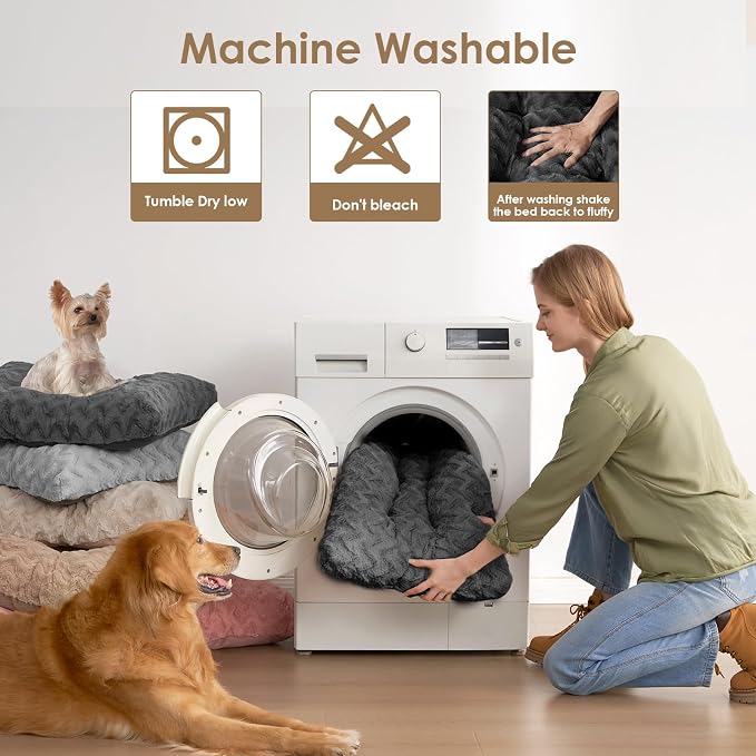 EHEYCIGA Washable XL Dog Bed for Crate 41x27 Inch, Kennel Pad for Extra Large Dogs Up to 65 lbs, Plush and Comfy Pet Sleeping Mat, Charcoal