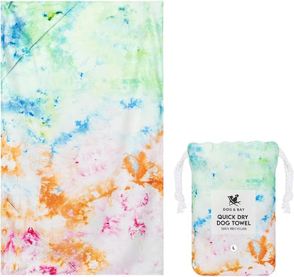Dock & Bay Pet Towel - Super Absorbent & Quick Drying Dog Towels with Bag - 100% Recycled - Sunset Splash, Medium (90x50cm, 35x19)