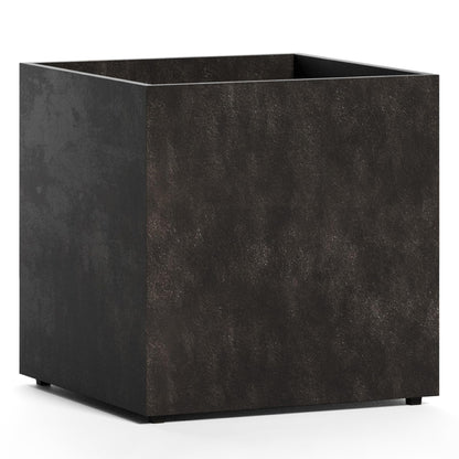 COSAPOTS Reglito Cube Fiberglass Planter – Lightweight Indoor/Outdoor Plant Pot, Frost & Weather Resistant, Handmade Modern Decorative Planter – 23.6" X 23.6" X 24.2" – Brown Stone