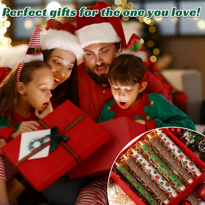 Christmas Elf Flameless Taper Candles - 6PCS Glitter Christmas Green Elf Theme Flickering LED Battery Operated Sea Salt Candles with Remote, Real Wax Party Decoration Candlesticks, Xmas Table Decor