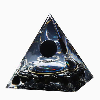 Orgone Pyramid - Positive Energy Source for Meditation, Stress Relief, Wealth Attraction | Crystal Pyramid Orgonite with Protection Crystals | Ideal Energy Generator & Stylish Room Decor