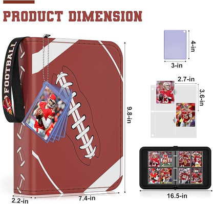 Mlikero 440 Pockets Football Card Binder, Sports Card Binder with Card Display Design, Premium Card Ablums with Sports Pattern Wristband Fit for Football Cards 2026