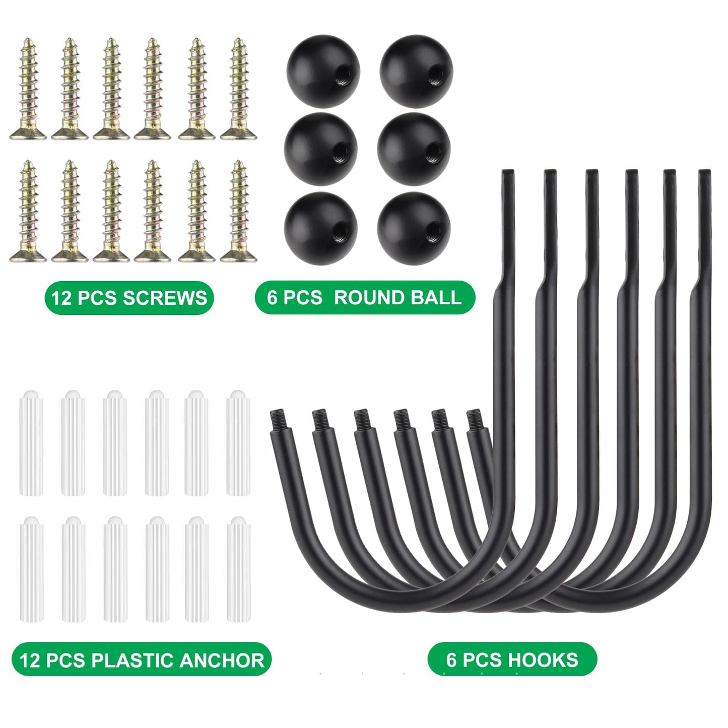 Curtain Holdbacks, 6pcs Curtains Holder Wall Mounted Drapery Tiebacks Retro Window Hook for Home Decor, Matte Black