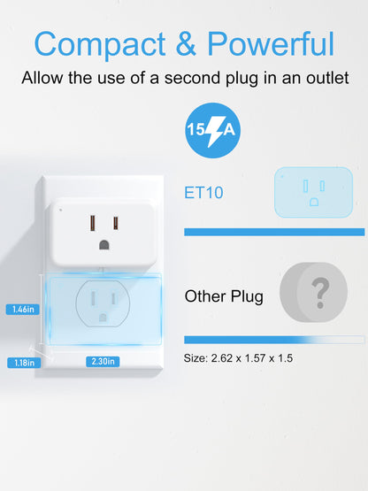 EIGHTREE Smart Plug 15A, Smart Plugs That Compatible with Alexa & Google Home & SmartThings, No Hub Required, Smart Outlet with Remote Control, Timer & Schedule, 2.4GHz WiFi Only, 4 Packs