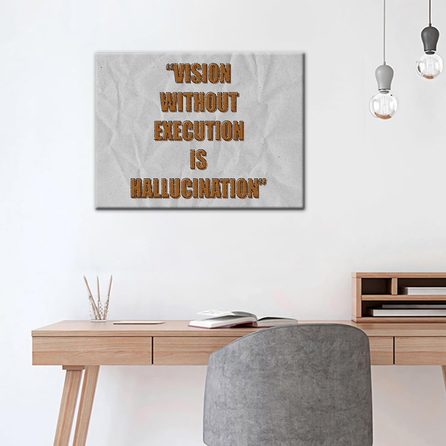 Motivational Wall Art Canvas Inspirational Entrepreneur Quotes Execution Poster Print Positive Picture Painting for Home Bedroom Office Wall Decor Framed Ready to Hang [24''W x 18''H]