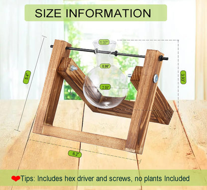 Kingbuy Plant Propagation Station Air Plant Terrarium Bulb Vase with Wooden Swivel Holder Desktop Glass Planter for Indoor Water Plants Home Office Tabletop Decor - 1 Bulb Vase