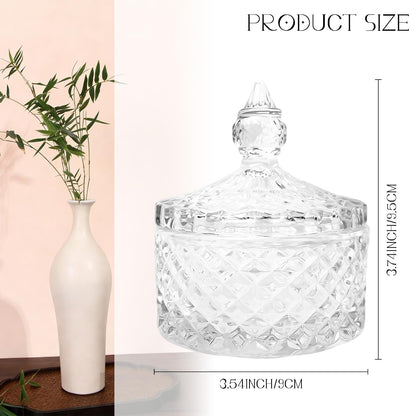 Glass Jewelry Box, Crystal Candy Dish with Lid, Ring Box, Small Trinket Dish, Jewelry Organizer Dish with Lid, Decorative Jewelry Bowls for Home Decor, Christmas Birthday Gifts for Women (Diamond)