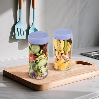 Overnight Oats Containers with Lids, 24oz Wide Mouth Mason Jars with Lids, 9 Pack Glass Jars with Airtight lid for Chia Pudding Yogurt Salad, Meal Prer Oatmeal Jars, Blue