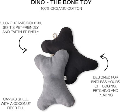 Pet Passion 2-Pack Stuffed Bones Dog Toys Durable Cotton Canvas with Coconut Fill for All Pet Breeds, Gray Ombre, One Size