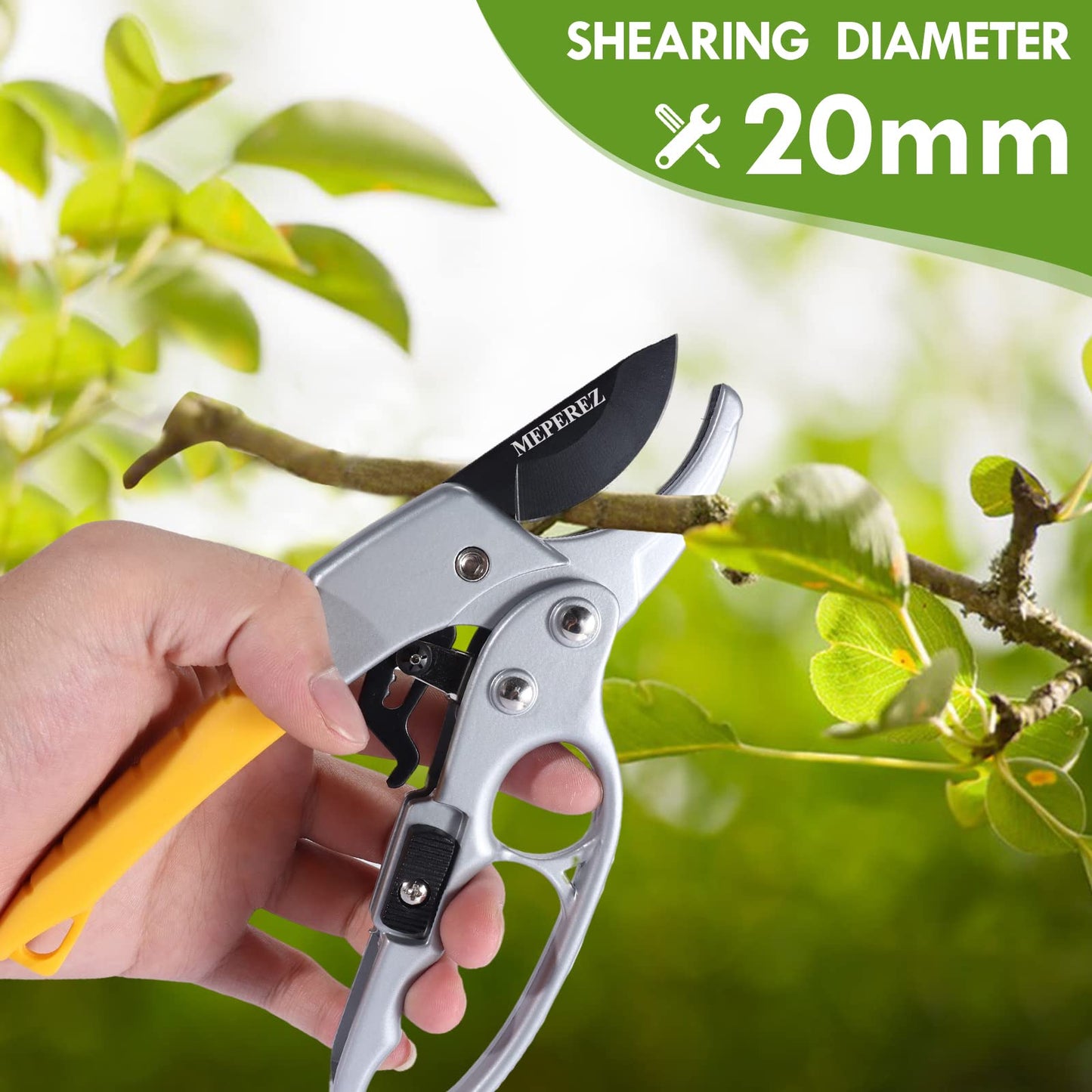 MEPEREZ Premium German-Made Pruning Shears – Ergonomic, Heavy-Duty Hand Pruners Designed for Precision Cutting of Plants; Ideal for Gardeners and Individuals with Arthritis or Reduced Hand Strength