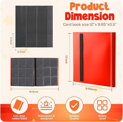 Card Binder, 9 Pocket Trading Card Album Folder,20 Pages, 360 Card Capacity Sports Card Binder, Premium Card Binders Compatible with MTG, TCG, Baseball Cards (Red)